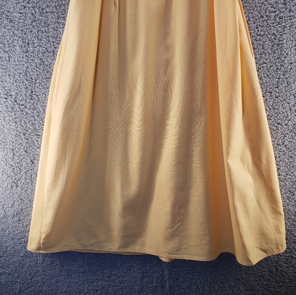 The Good Jane Yellow Linen Blend Summer Adj. Spagetti Strap Wrap Dress Sz L - Picture 13 of 14